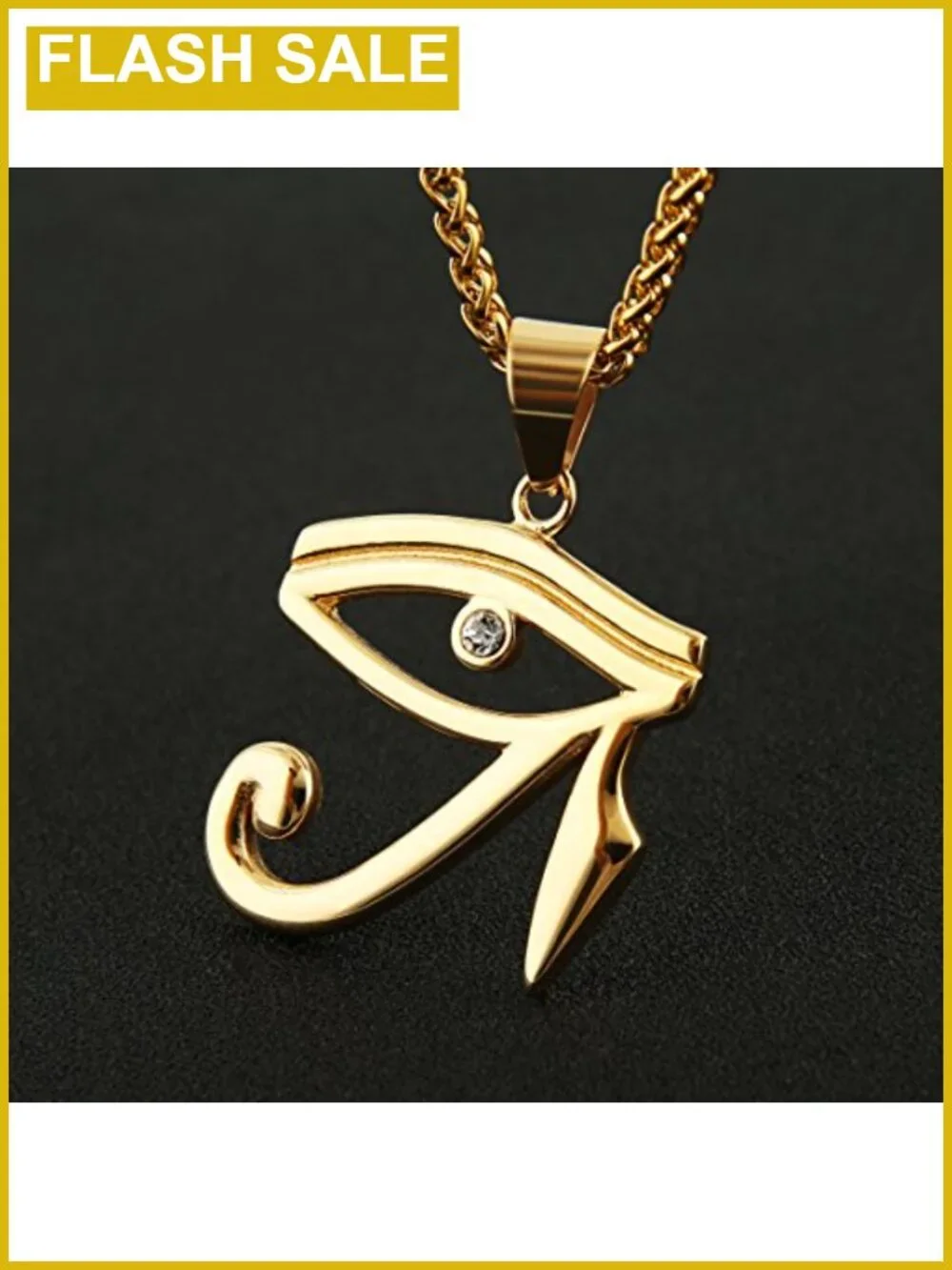 Eye of Horus Pendant Necklace Stainless Steel Ancient Egyptian Protection Charm